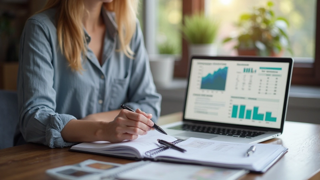 Organized budget planner with monthly expense tracking and savings goals visualization